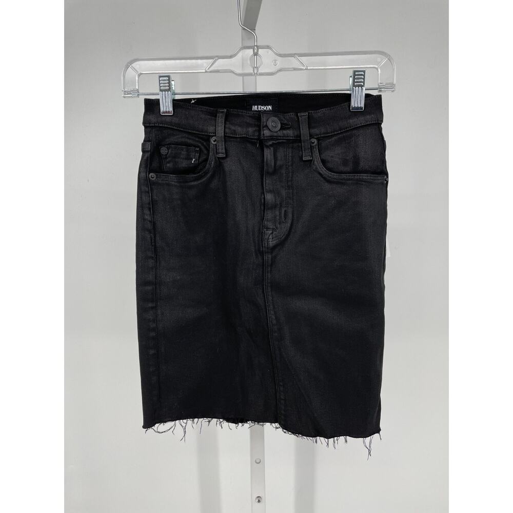 Hudson Womens Mid Rise Robbie Pencil Skirt 25 Gray Denim Cut-Off Hem NAWR837DTB